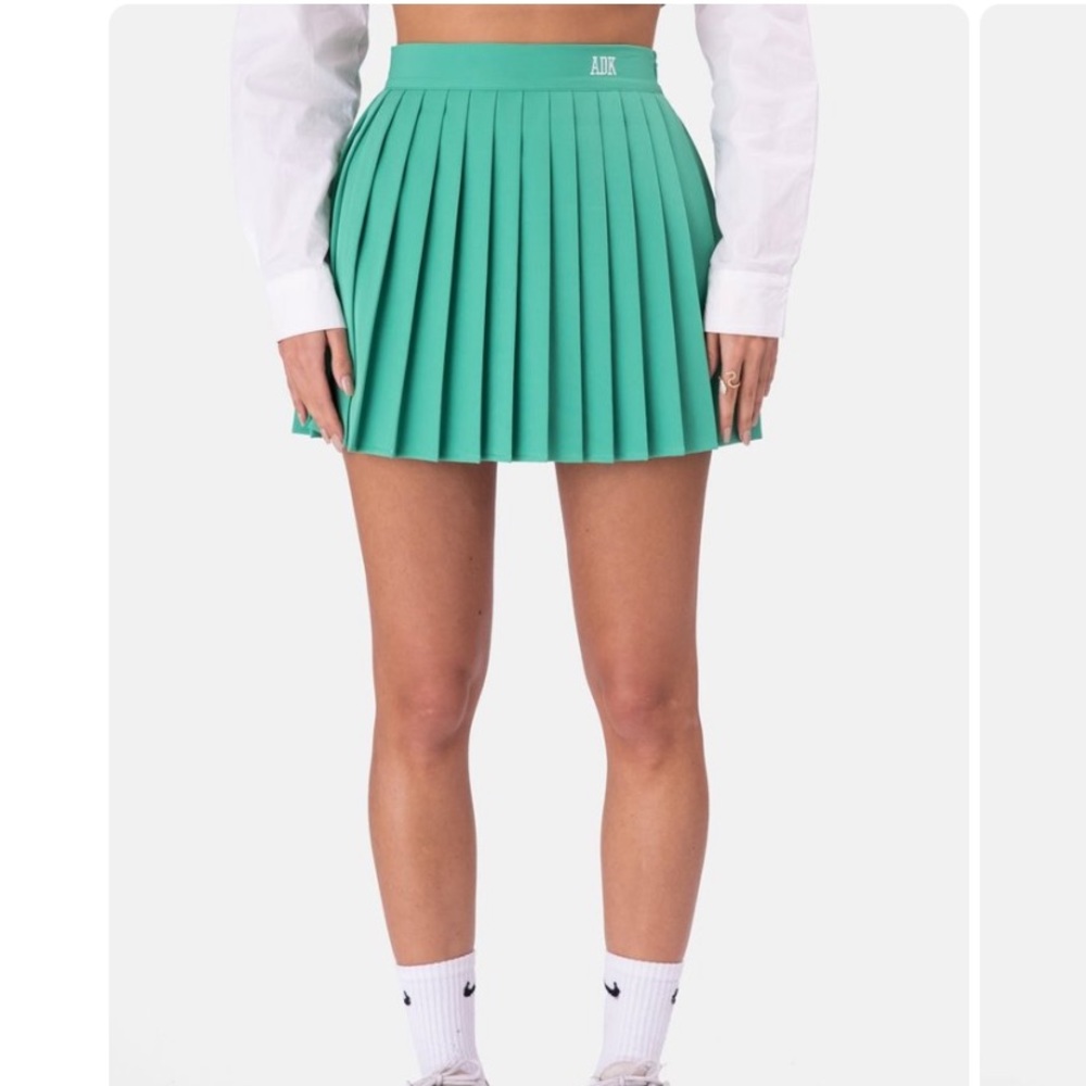 ADK Embroidery Pleated Mini Skirt